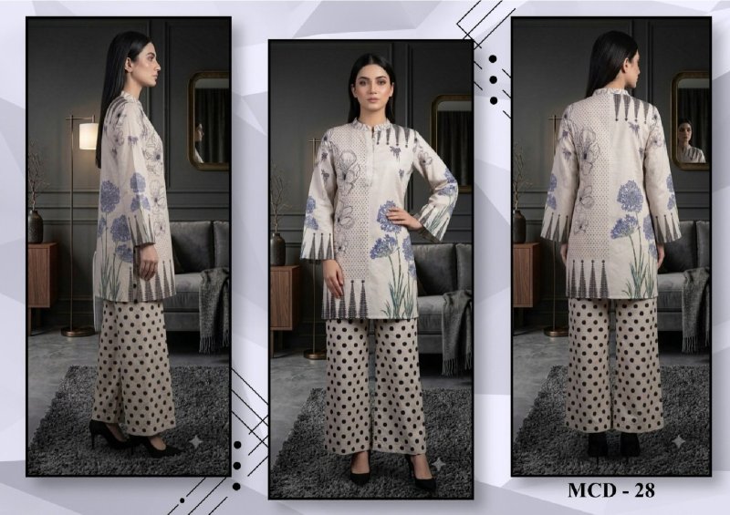 Modern Co Ord Set Vol 5 By Jisha Dull Satin Printed Co Ord Set